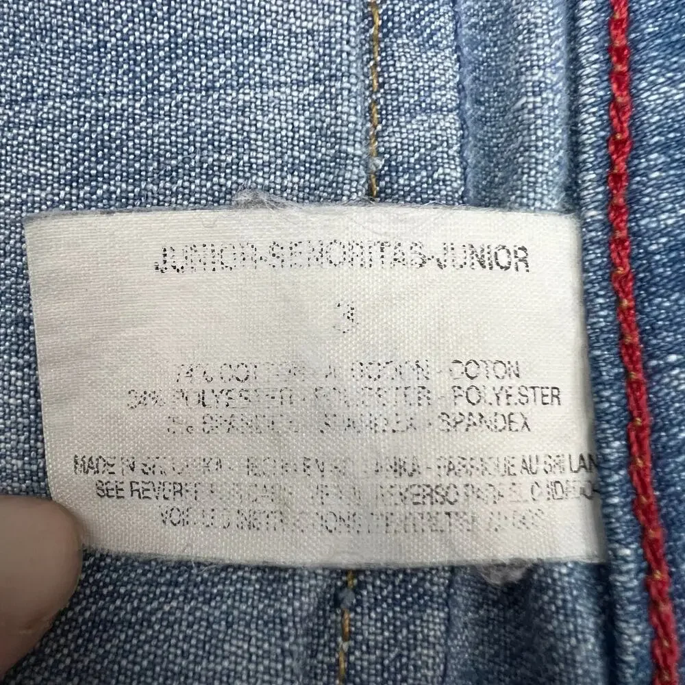 Glo Womens Y2K‎ Blue Cargo Pockets Denim Microshorts Jean Shorts Size Junior 3